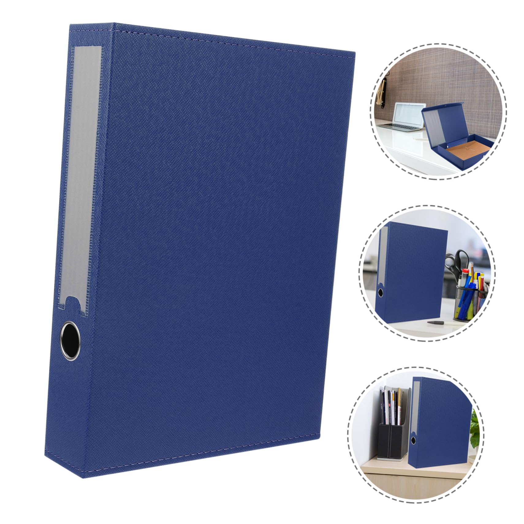 Archivador Papeles de Piel Pu A4 para Oficina, Organizador de Archivos Multifunción, Gran Capacidad, Estable y Fácil de Limpiar, Azul