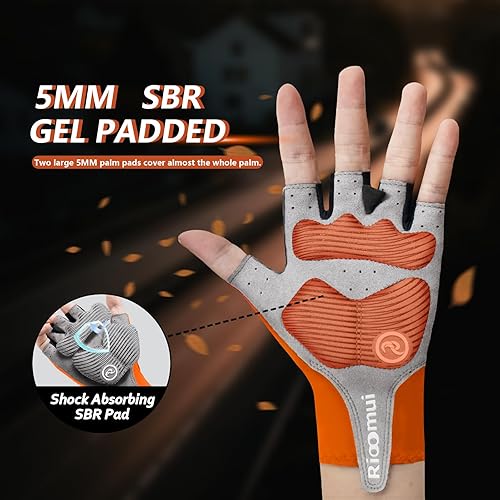 Miniatura 4 de Guantes de ciclismo para hombres y mujeres, guantes de ciclismo sin dedos, antideslizantes, 0.197 in, acolchados, absorben los golpes, transpirables