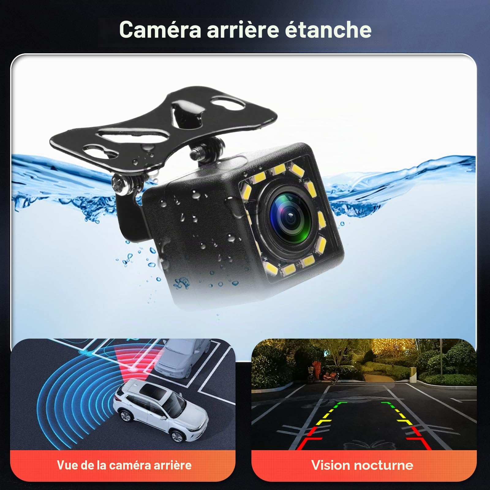 Rimoody Camera de Recul, Caméra de Recul pour Voiture avec Bonne Vision Nocturne Caméra Etanche 4.3 Pouces LCD Moniteur pour Camping Car/Camion/RV/Remorques/Agricole/SUV/Pick-up avec 10m Câble 12V-24V