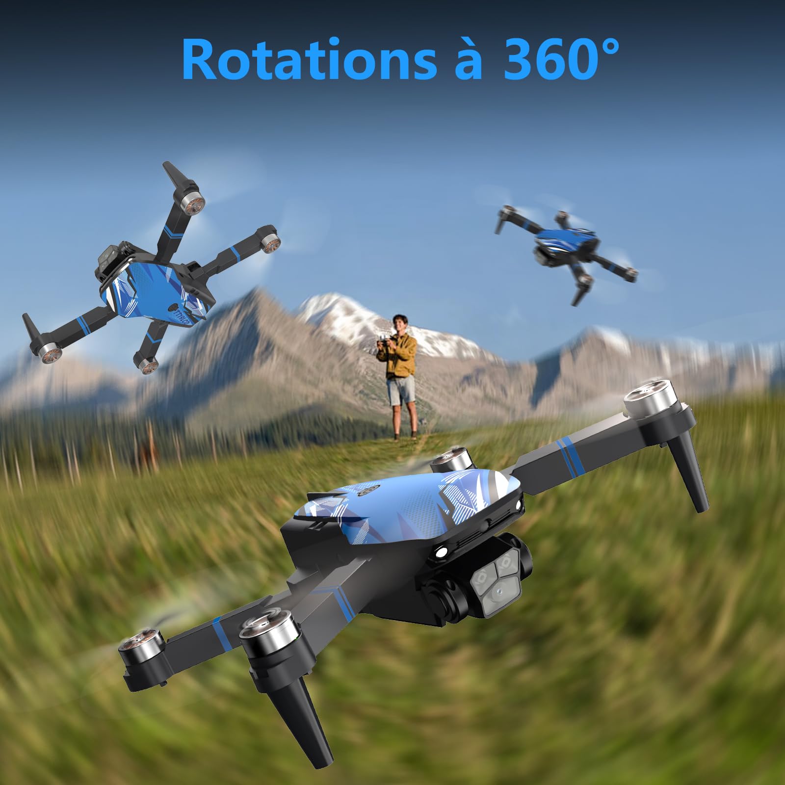 Drone avec Caméra pour Adultes 4K, Écran LCD Télécommande FPV Vidéo Mini Drone Moteur Brushless, Évitement d'obstacles à 270° Figures 3D, RC Quadricoptère Pliable pour Débutants Carte SD jusqu’à 32 Go