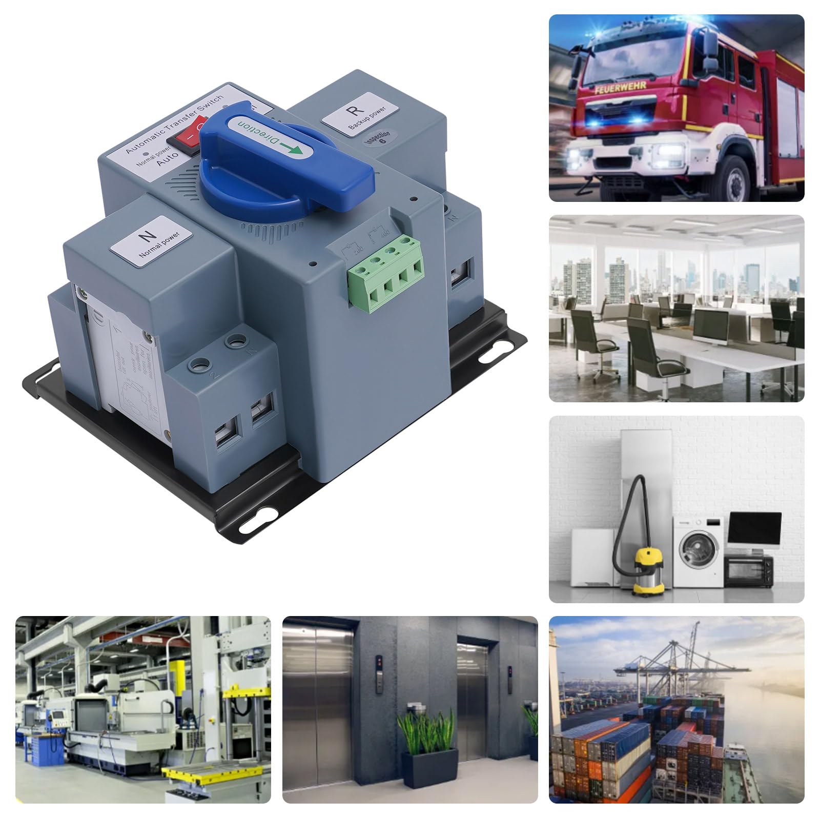 MINRS Interruttore di trasferimento automatico Dual Power 2P 63A AC 220V Corrente di emergenza Commutatore automatico per elettricità domestica, ospedali, hotel, centri commerciali e banche