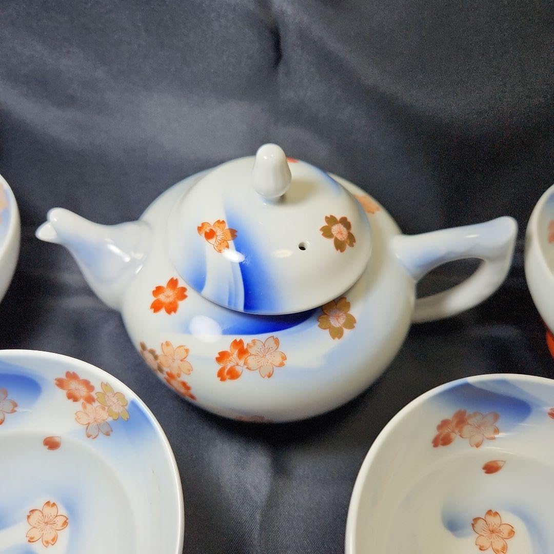 Amazon.co.jp: 深川製磁 花は桜 茶器揃 急須 湯呑 瓢型仙茶碗 金彩 
