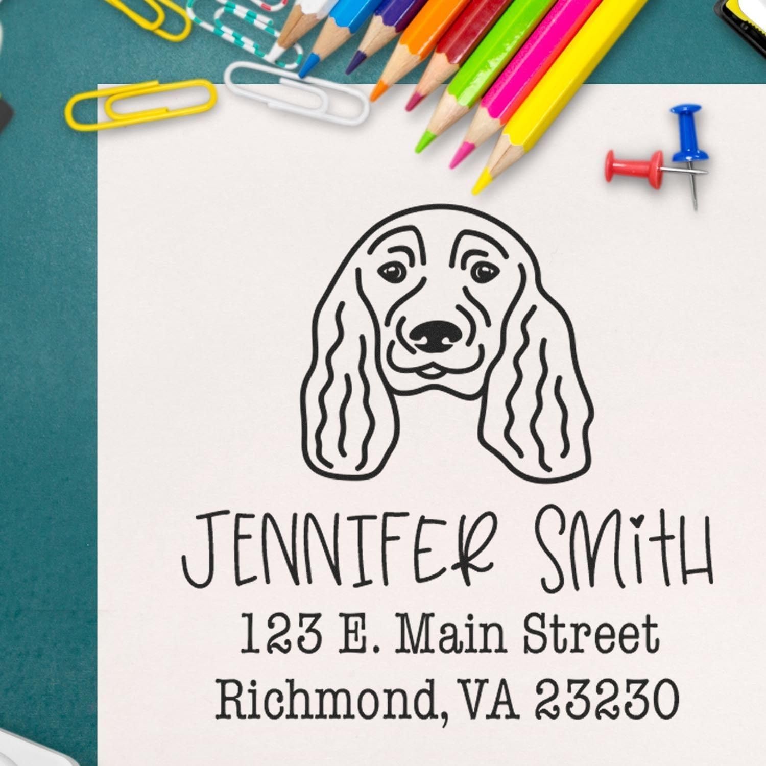 English Cocker Spaniel Custom Return Address Stamp | Personalized Self-Inking Square Rubber Stamp for Catalogs & Mail | Decorative Dog Breed Design | 1-5/8 New Home Address Labels Gift for Pet Lovers