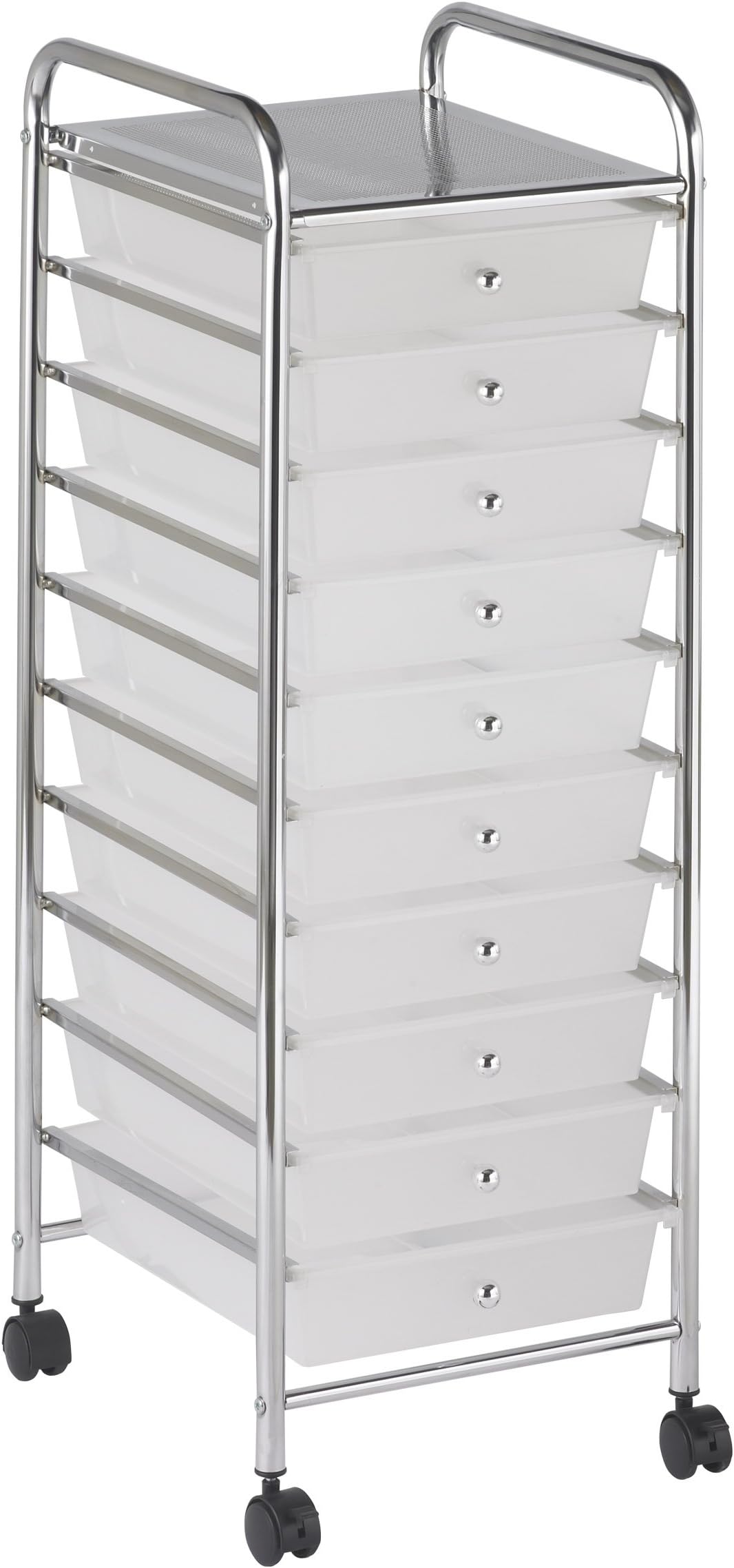 ECR4Kids 10-Drawer Mobile Organizer, Storage Cart, White