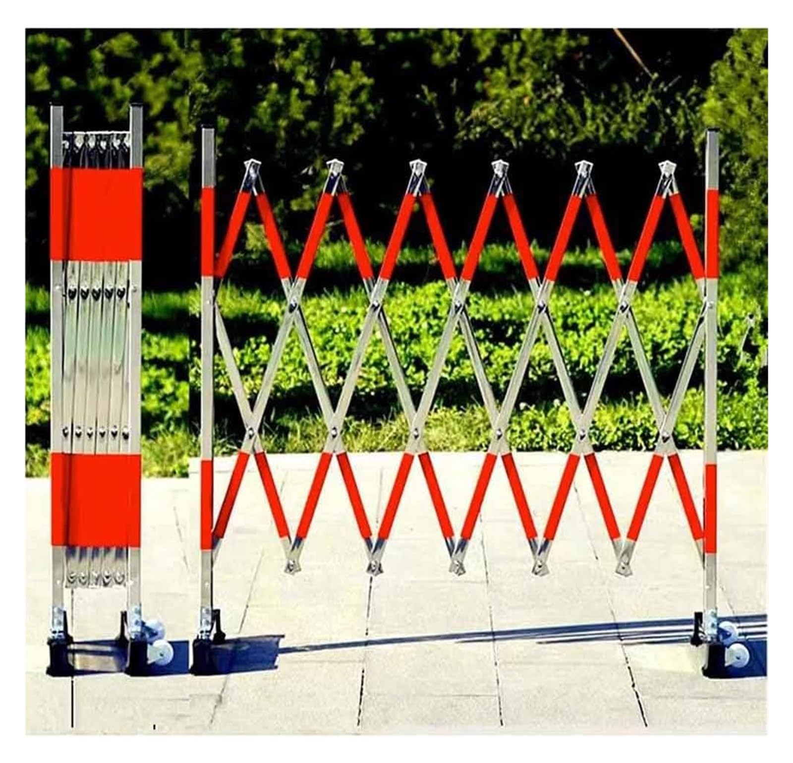 Portail de sécurité extensible sur roues barrière pliable pour chantiers et extérieurs