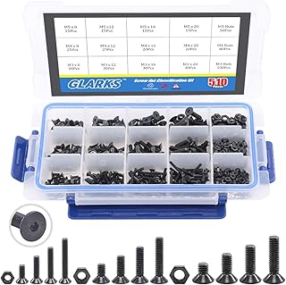 Glarks 510Pcs Metric M3 M4 M5 Alloy Steel Soc...,