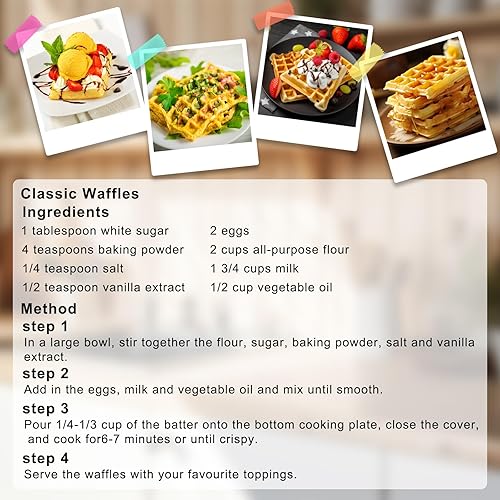 Miniatura 2 de UVFAST Máquina para hacer gofres belgas cuadrada grande, placa antiadherente de hierro para gofres antidesbordamiento, máquina de gofres gruesa para