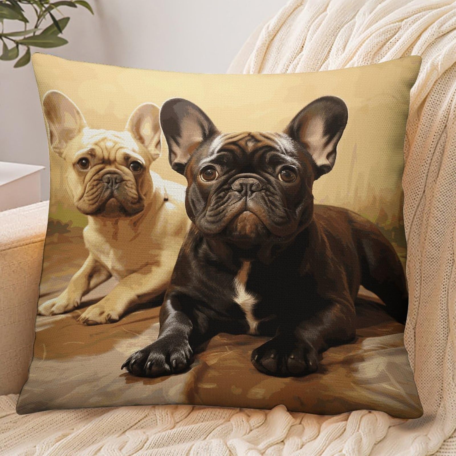 Fekiloot Style Cute French Bulldog Graphics Pillowcase Pillow Sham Pillow Case