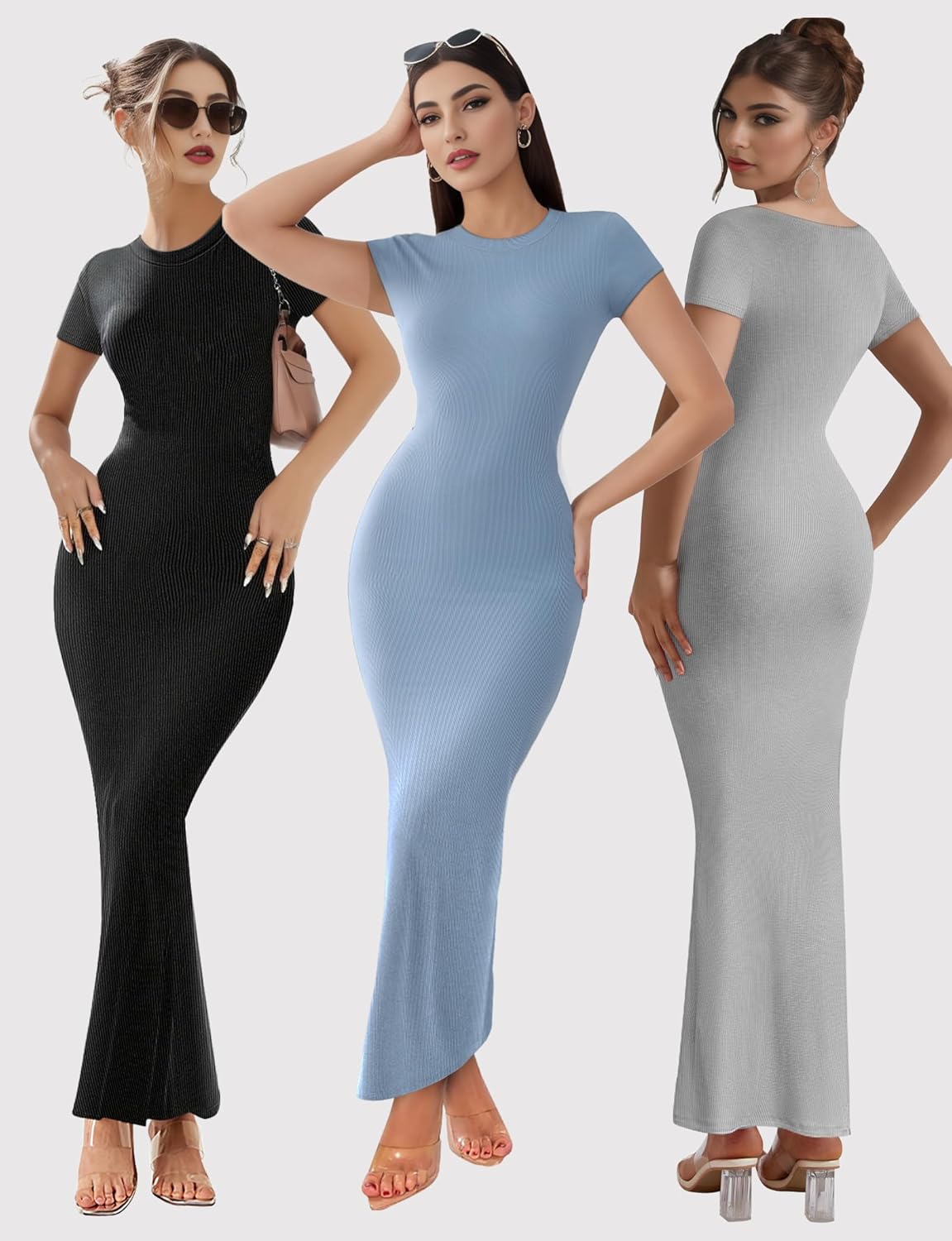 Buauty Women Bodycon Dresses Ribbed Maxi Dresses Basic Summer Casual Long Dress Black Wedding Guest Dress Formal Party - Image 4