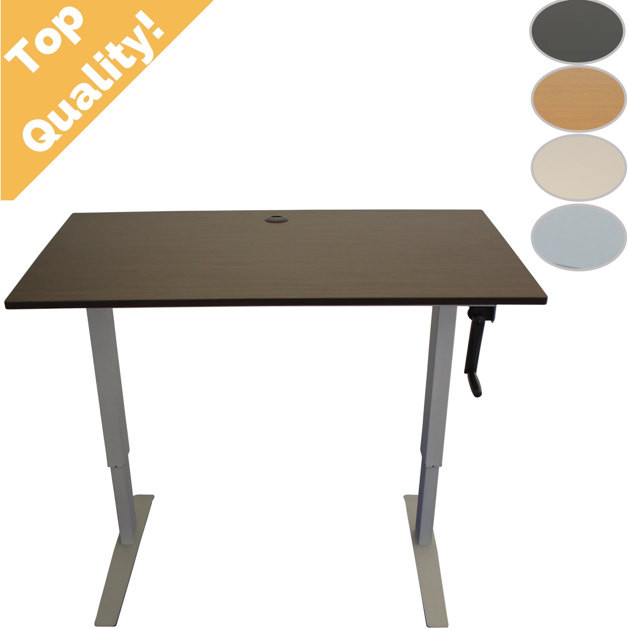 Rebel Desk Adjustable Standing Desk with Built-in Charging Station and Mocha Top