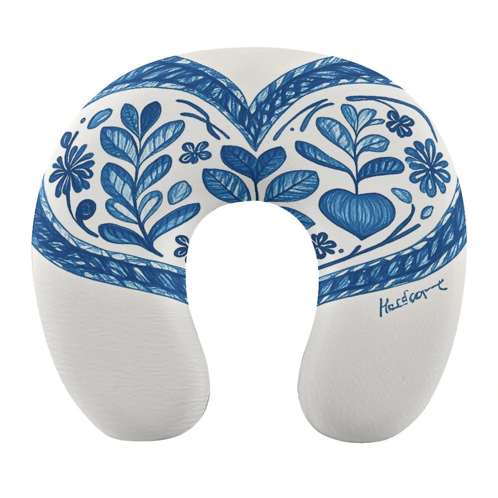 LZQPOEAS Hand Drawn Heart Neck Pillow U Shaped Travel Pillow Comfortable Memory Foam Pillow Portable Neck Support Lightweight Headrest for Airplane Car Home Office Sleeping Traveling
