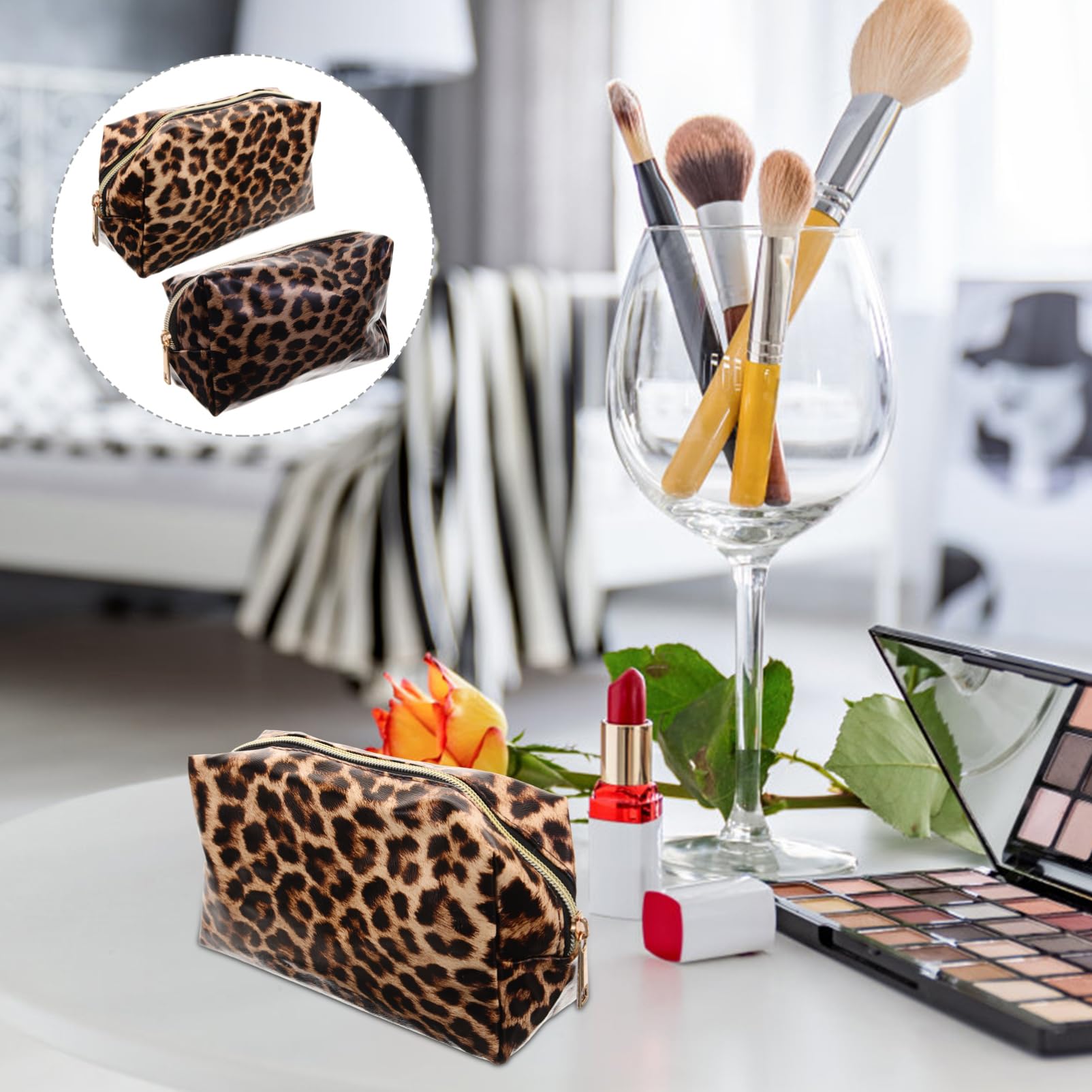 Healeved 4piezas Bolsa De Cosméticos De Gran Capacidad De Neceser De Portátil para Maquillaje y Artículos De Aseo Negro