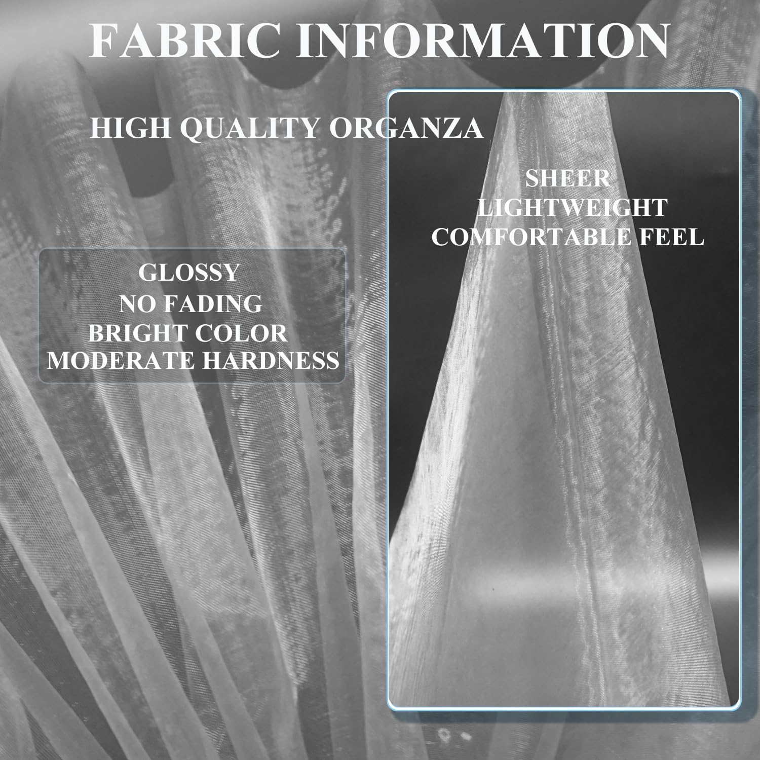 IONTACH Gray Organza Fabric Rolls 12 Inch X 50 Yards image 5