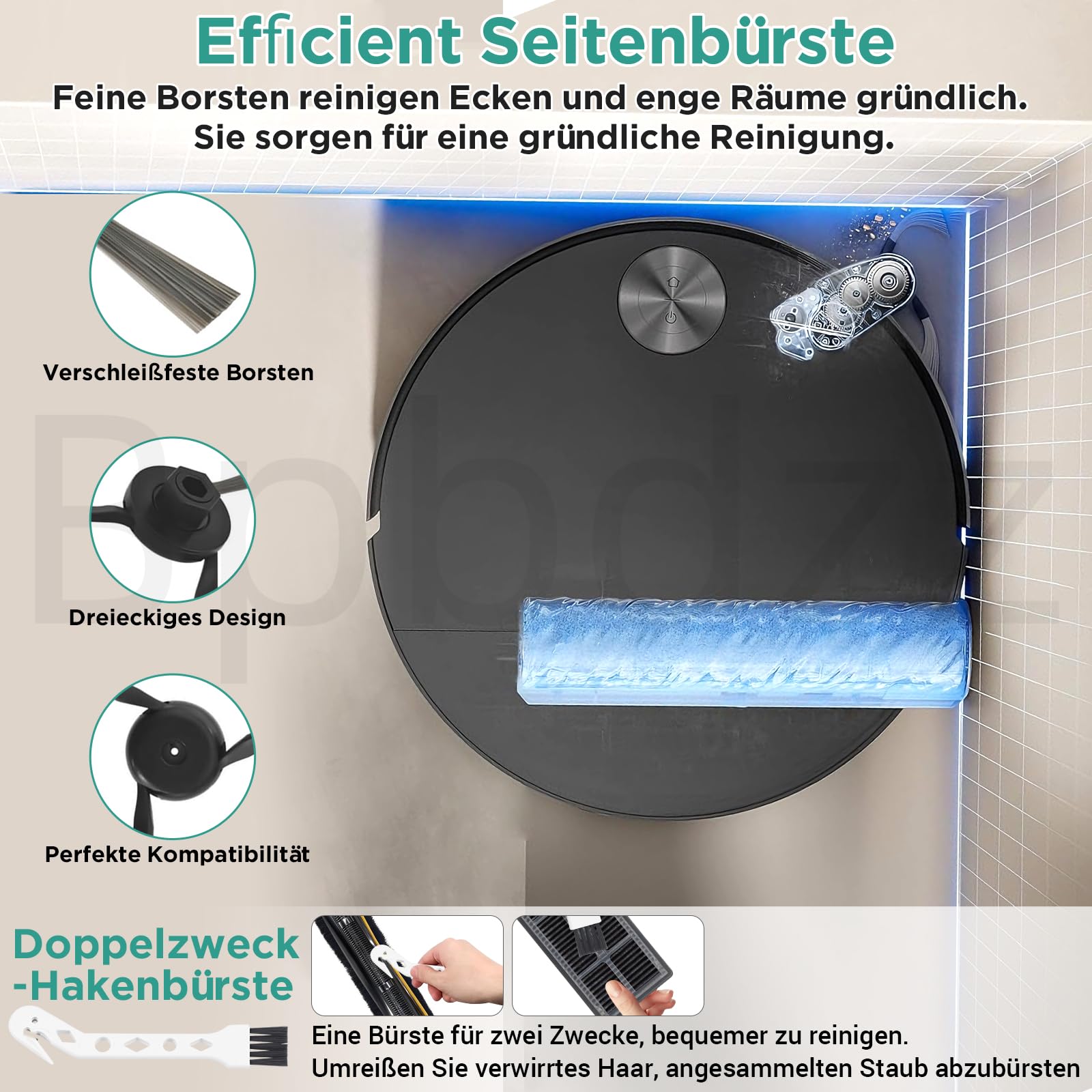 28 Stück Zubehör für Mova S70 Roller/S70 Ultra Roller Saugroboter | 1 Hauptbürsten, 1 Anti-Tangle Hauptbürste, 2 Rollen-Wischtücher, 4 Filter, 6 Staubbeutel, 6 Seitenbürste, 6 Flach-Duftstein