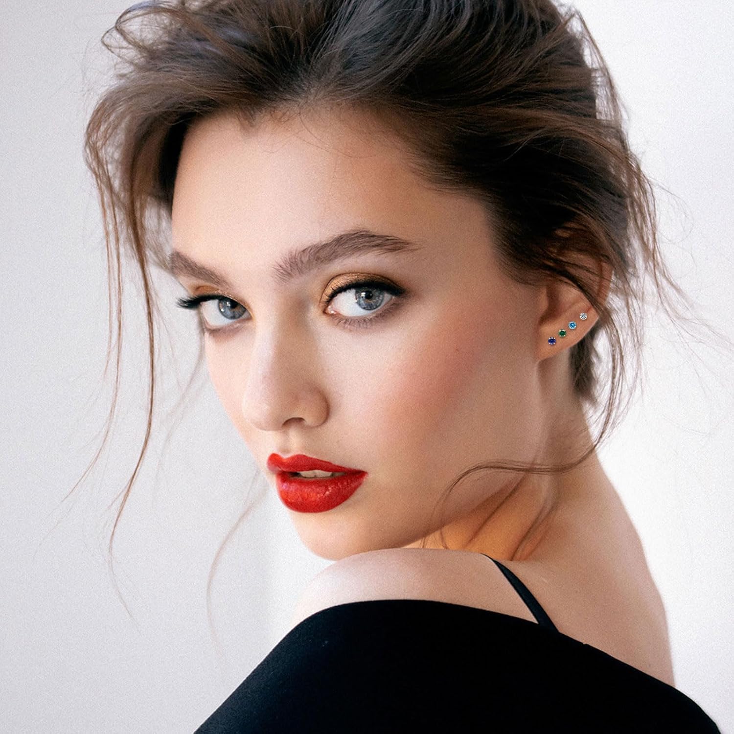 3Pairs CZ Stud Flat Screw Back Earring Studs for Women, Handmade 20G Hypoallergenic Screw Back Cartilage Helix Piercing Stud Earrings - Image 4