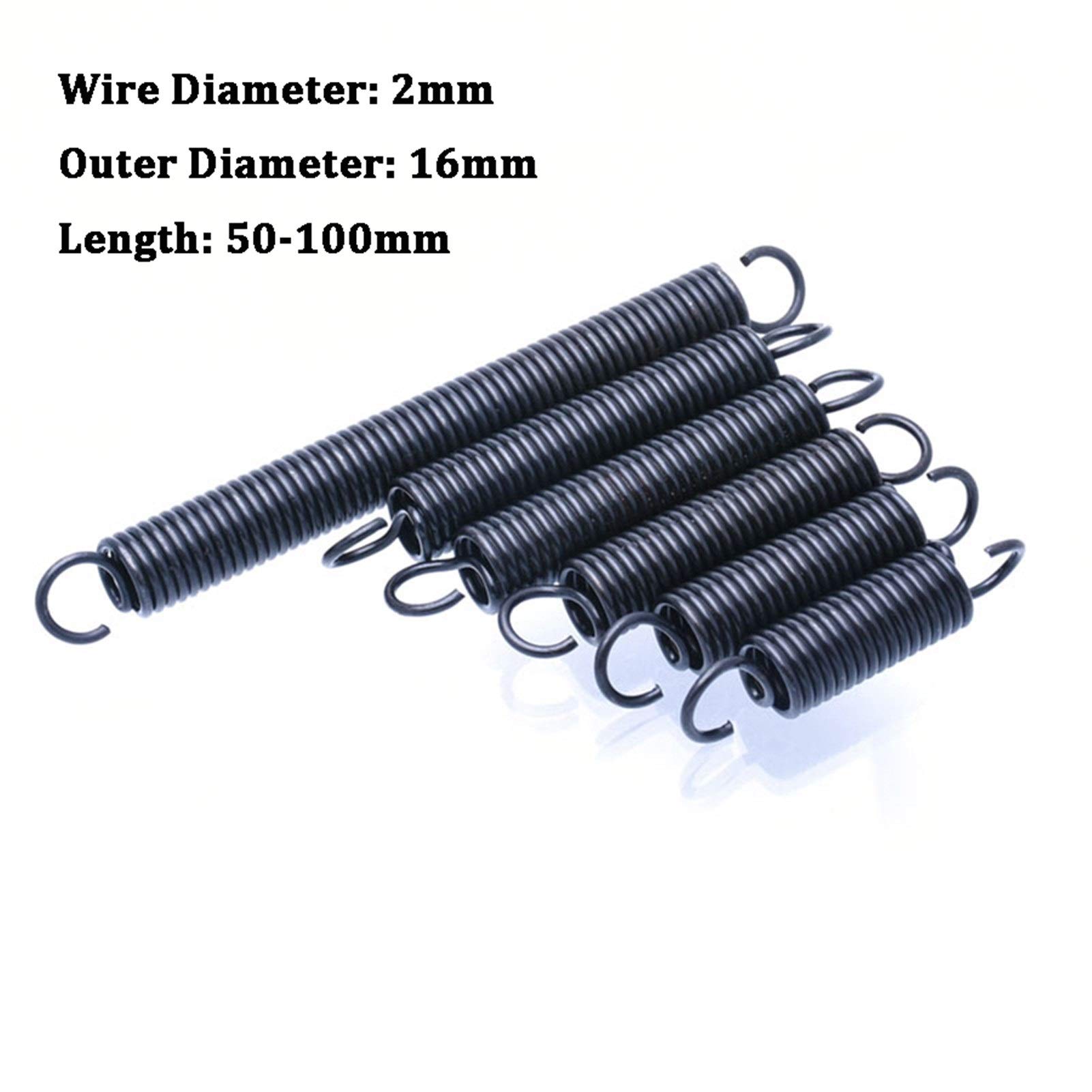 Extended Compressed Spring, Wire Diameter 2mm Tension Spring, 1Pcs, with Hooks Steel Small Extension Spring, Outer Diameter 16mm Length 50-100mm ,Machinery Parts (NO.1535)(2 x 16 x 100mm)