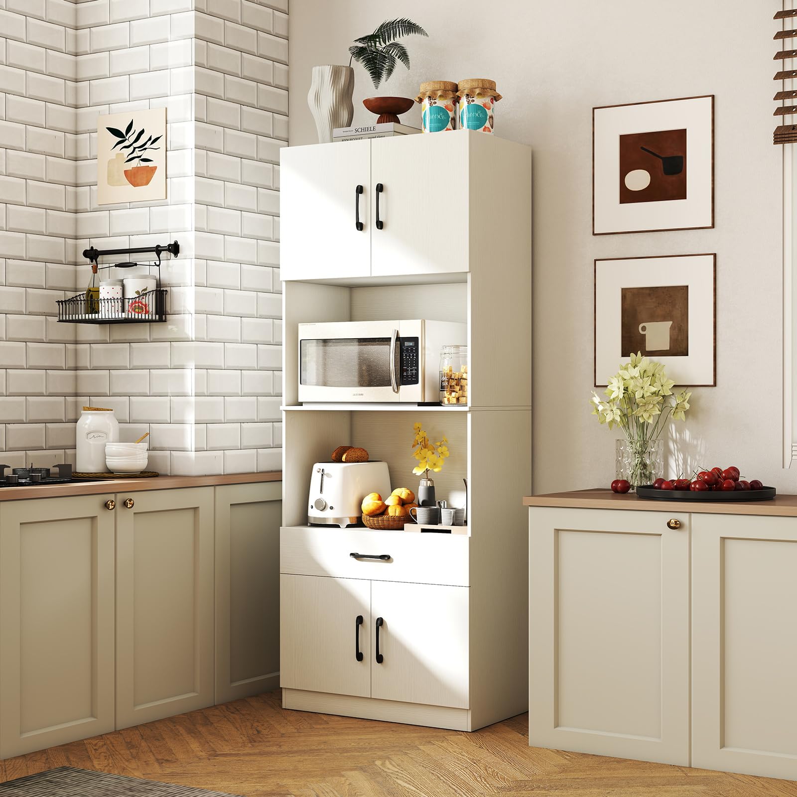 KOMFOTTEU Buffet Salle a Manger avec Station de Charge, 65 x 38 x 168 cm