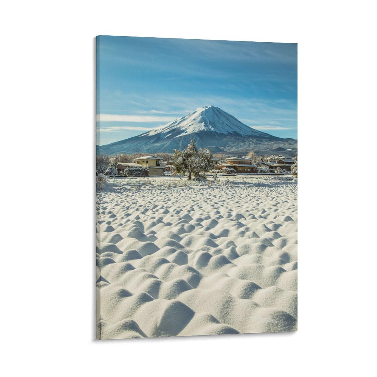 絵画 インテリア　絵　額付(銀)油絵　F6-081911　風景 冬の富士山 絵画 インテリア 絵 額付(銀)油絵 F6-081911 風景 冬の富士山