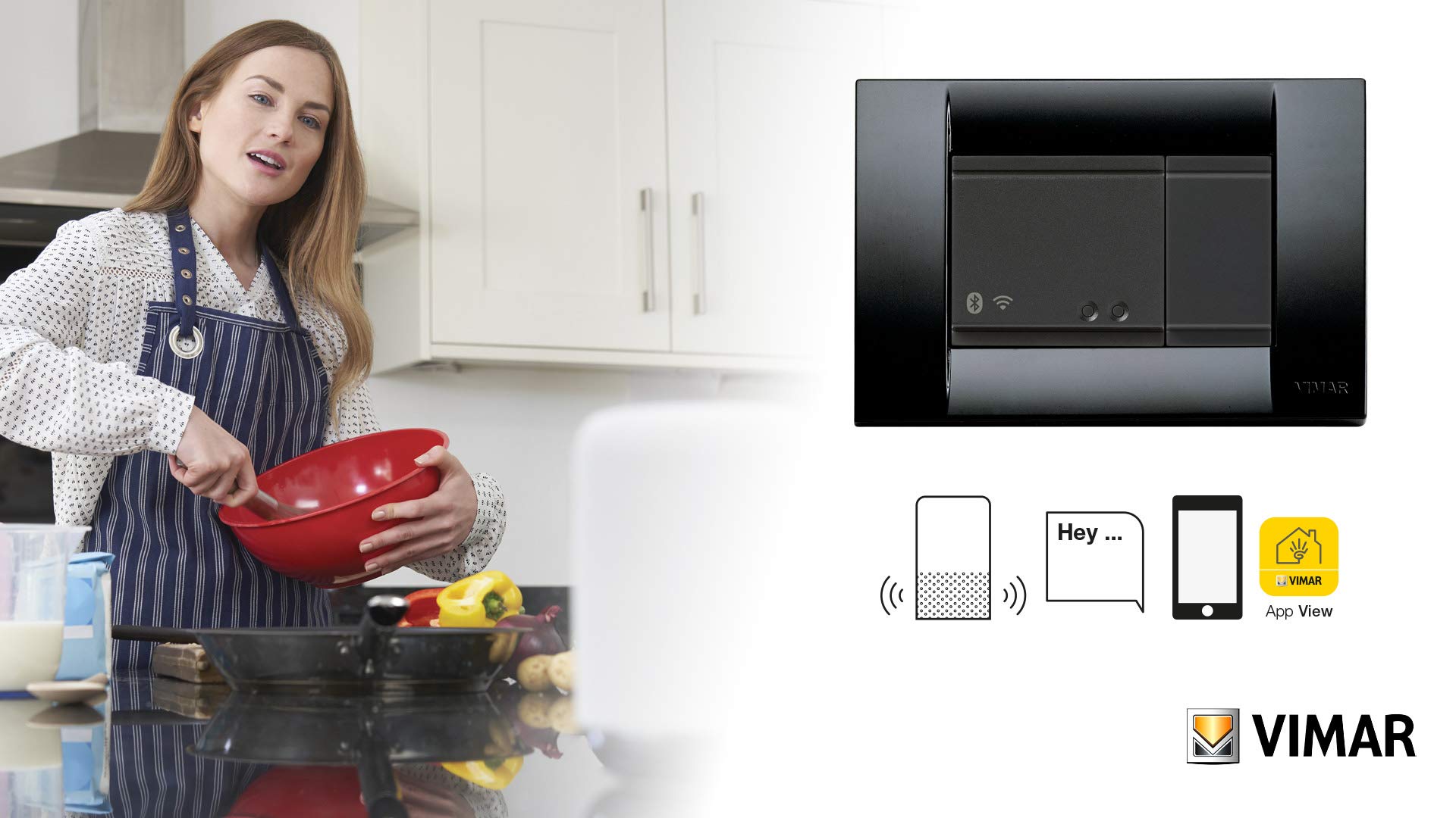 Vimar 16497 Idea Gateway connesso IoT Bluetooth Wi-Fi per integrazione, configurazione, supervisione di VIEW Wireless, mediante Cloud e App, 2 moduli