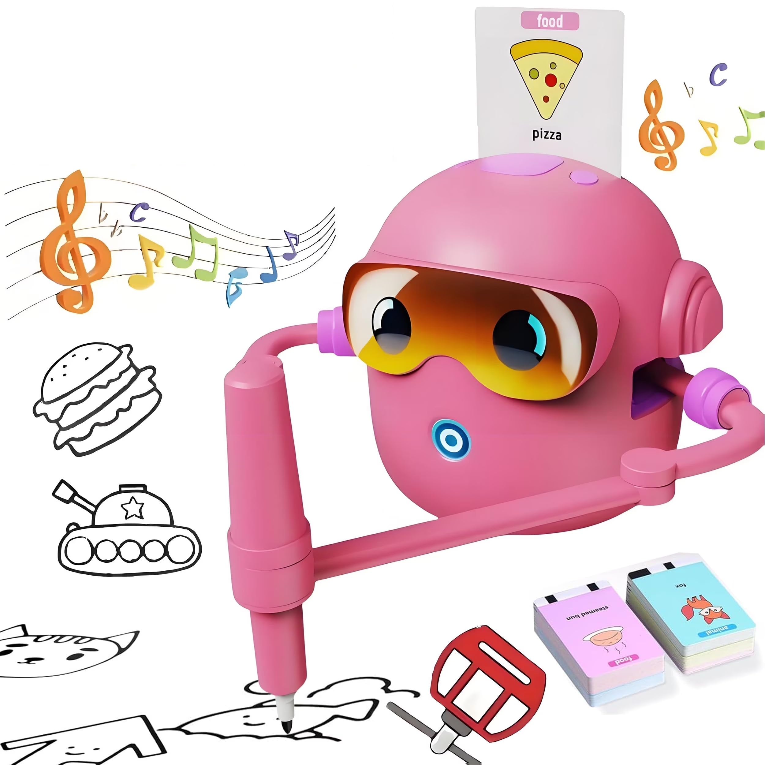 ADKD Interactive Kids Drawing Robot Toy | Early Educational Learning Assistant with 100 Flash Cards & 2 Pens, Step-by-Step Drawing, Fun Creativity Booster for Boys & Girls (Pink)-picture-40