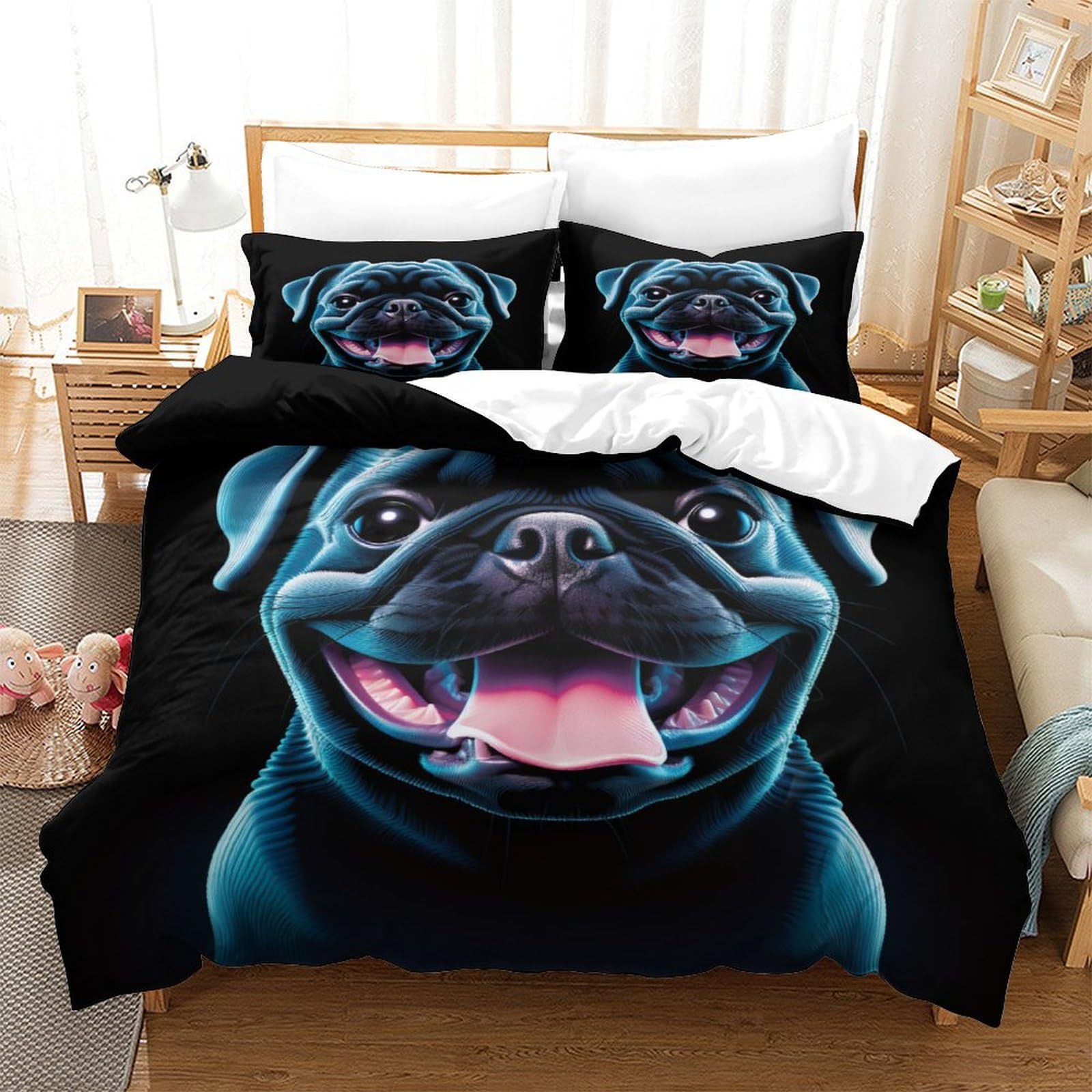 Parure de lit microfibre super douce 260x220cm avec housse de couette 3D et taie