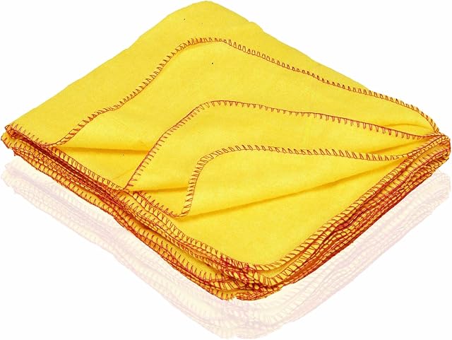 Yellow Dusters For Cleaning Cotton Duster Kitchen Soft Dusting Cloths For Clean Glass Motorbike Car Window Polishing Towel Traditional Household Rags Multi Purpose Cleaner Cloth 11 x 13" (Pack Of 10)