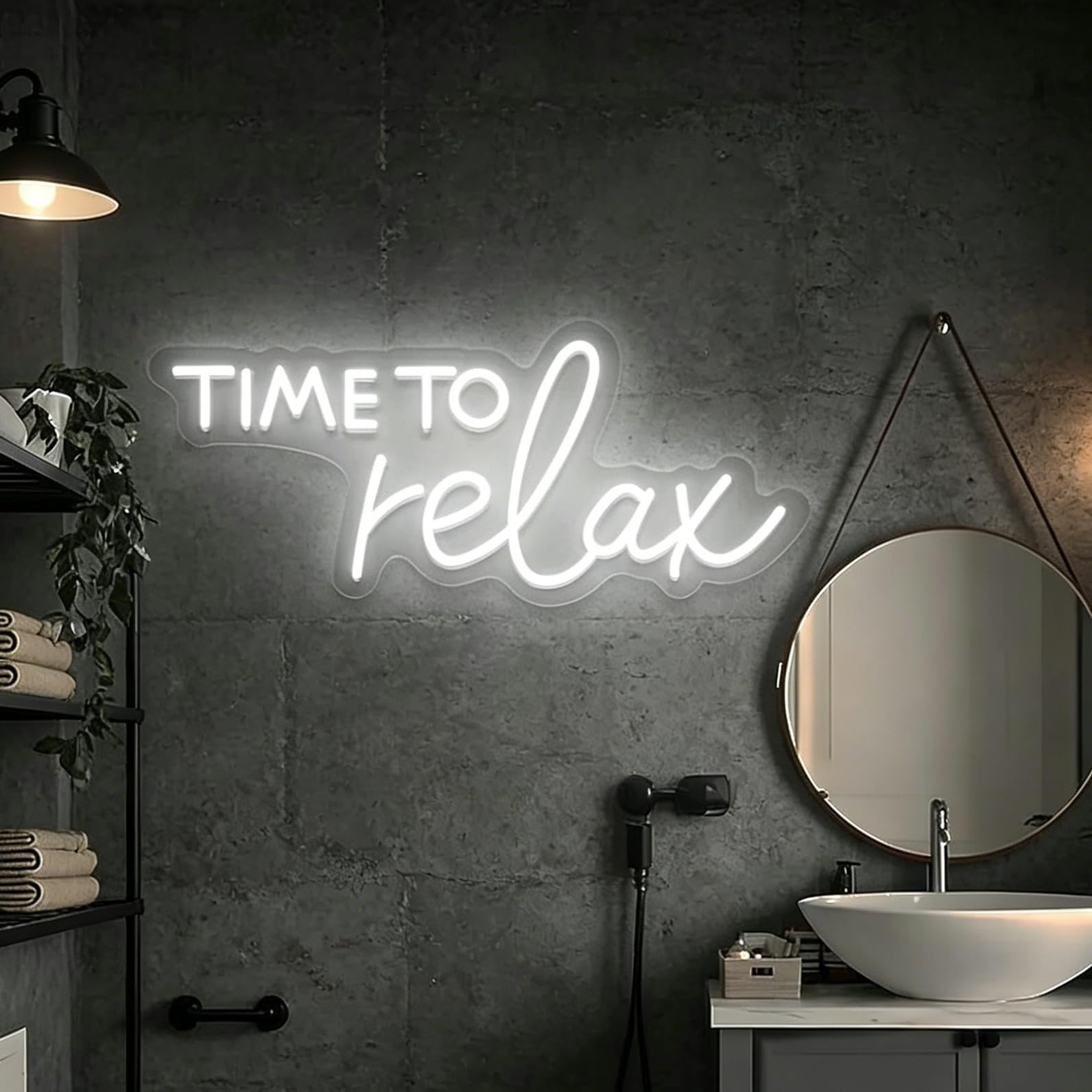 Time To Relax Neon Sign Dimmable Relax LED Neon Calming Relaxation Decor for Bathroom, Bedroom, Spa Beauty Room, Hair Salon, Home Gift for Friends (Cold White) — image 1