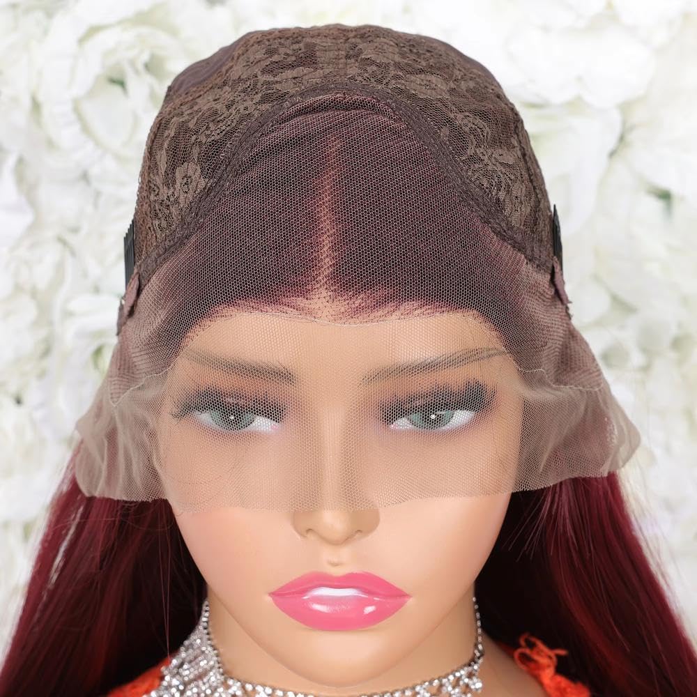 Haarpflege Burgunderrote Wasserwelle Kurze Bob-Perücke 13 X 4 Spitze Vorne Für Schwarze Frauen Vorgezupfter Haaransatz Cosplay Täglich