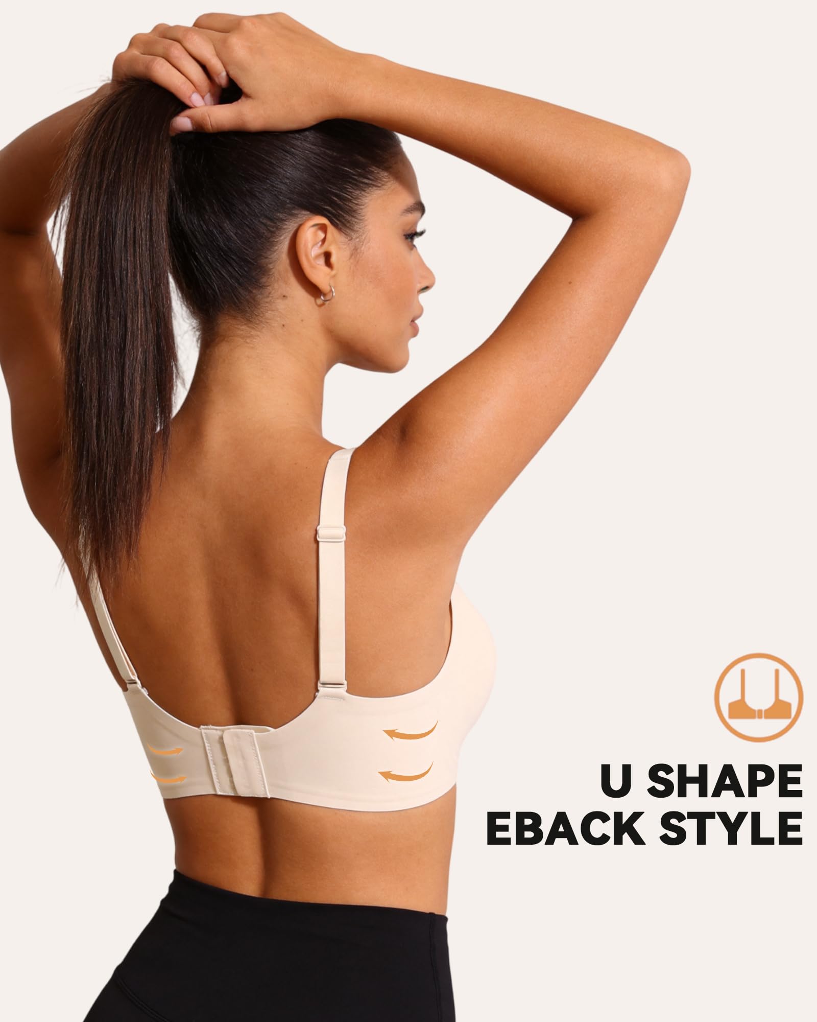 Bresdk Sujetador Sin Aros con Escote en V Profundo para Mujer Push Up Bralette Cómodo sin Costuras de Cobertura Completa para Pecho Grande con Relleno