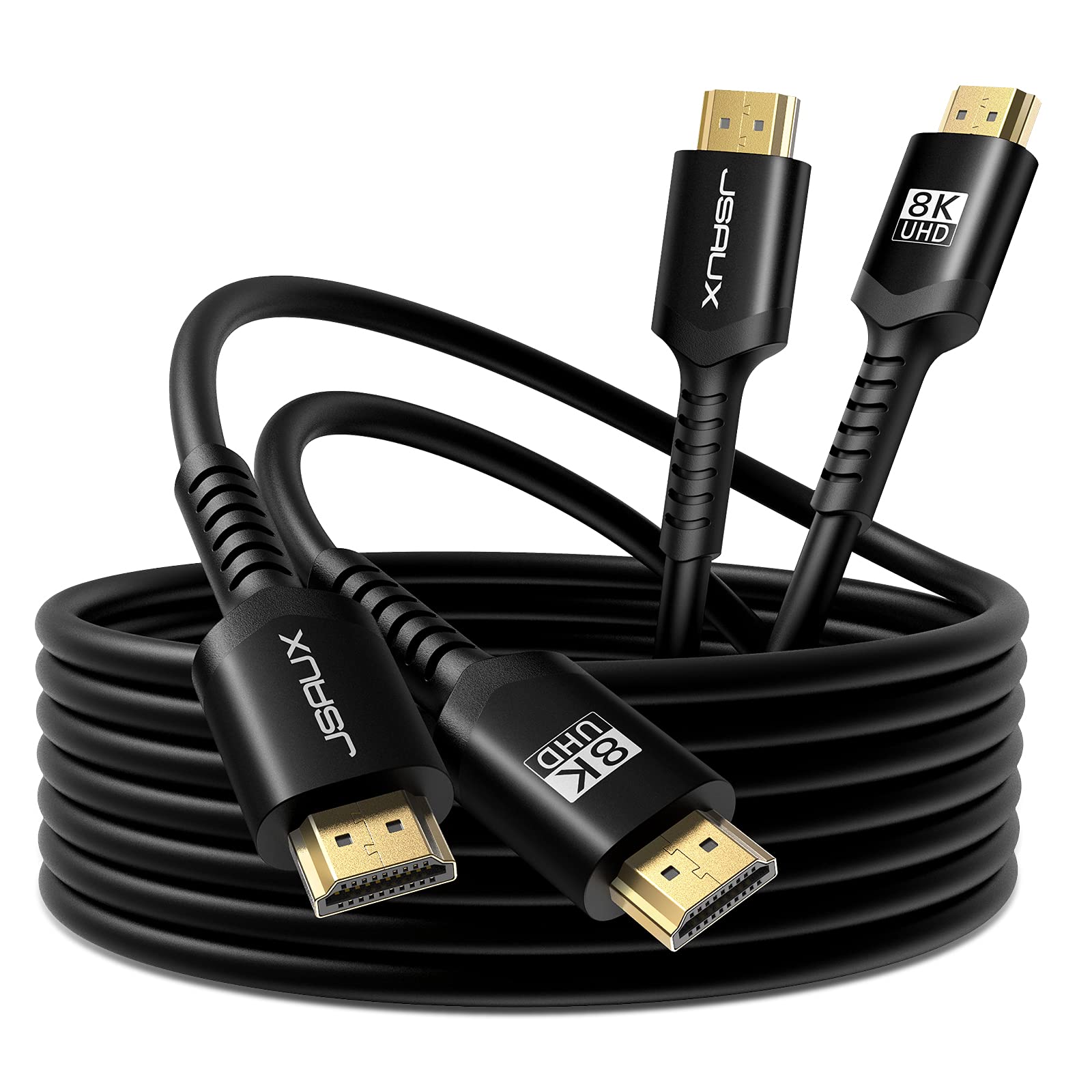 JSAUX 8K HDMI Cable 2 Pack 10ft, 48Gbps Ultra High Speed HDMI Cord 8K@60Hz 4K@120Hz Support eARC HDR10+ HDCP 2.2&2.3 DTS:X 3D Dolby Compatible with 8K Gaming PS4 Pro PS5 Roku TV/Blu-ray/Projektor