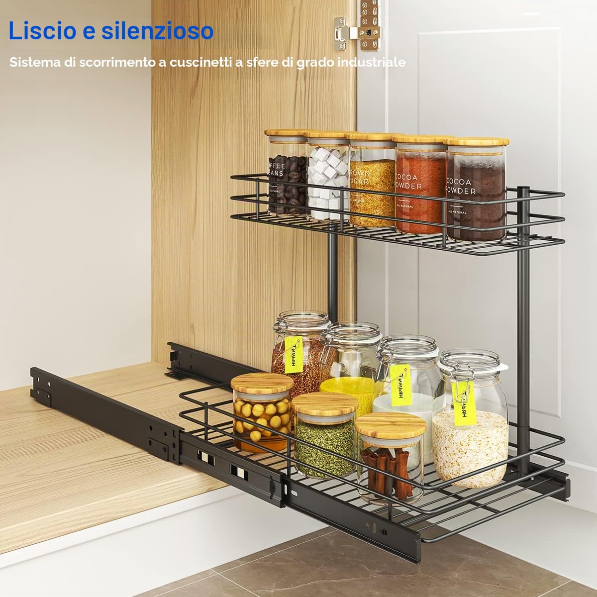 FANHAO Organizer Sottolavello da Cucina a 2 Livelli, Portaoggetti, Ripiano Multiuso per Bagno, Nero