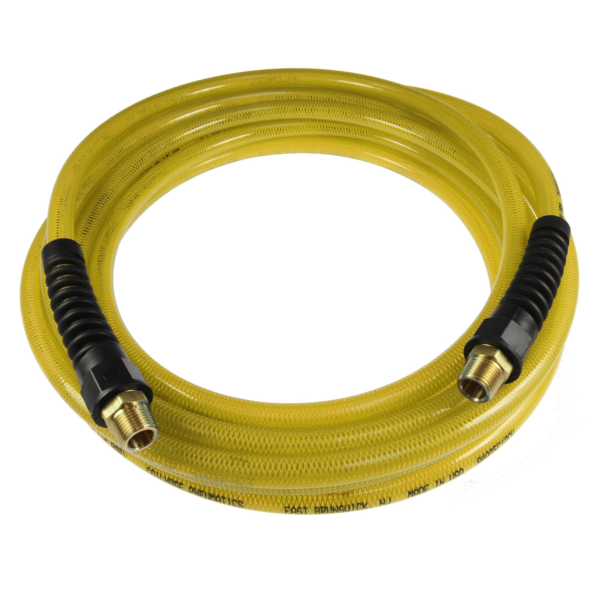 Coilhose Pneumatics PFE40254TY Flexeel Reinforced Polyurethane Air Hose, 1/4-Inch ID, 25-Foot Length with (2) 1/4-Inch MPT Reusable Strain Relief