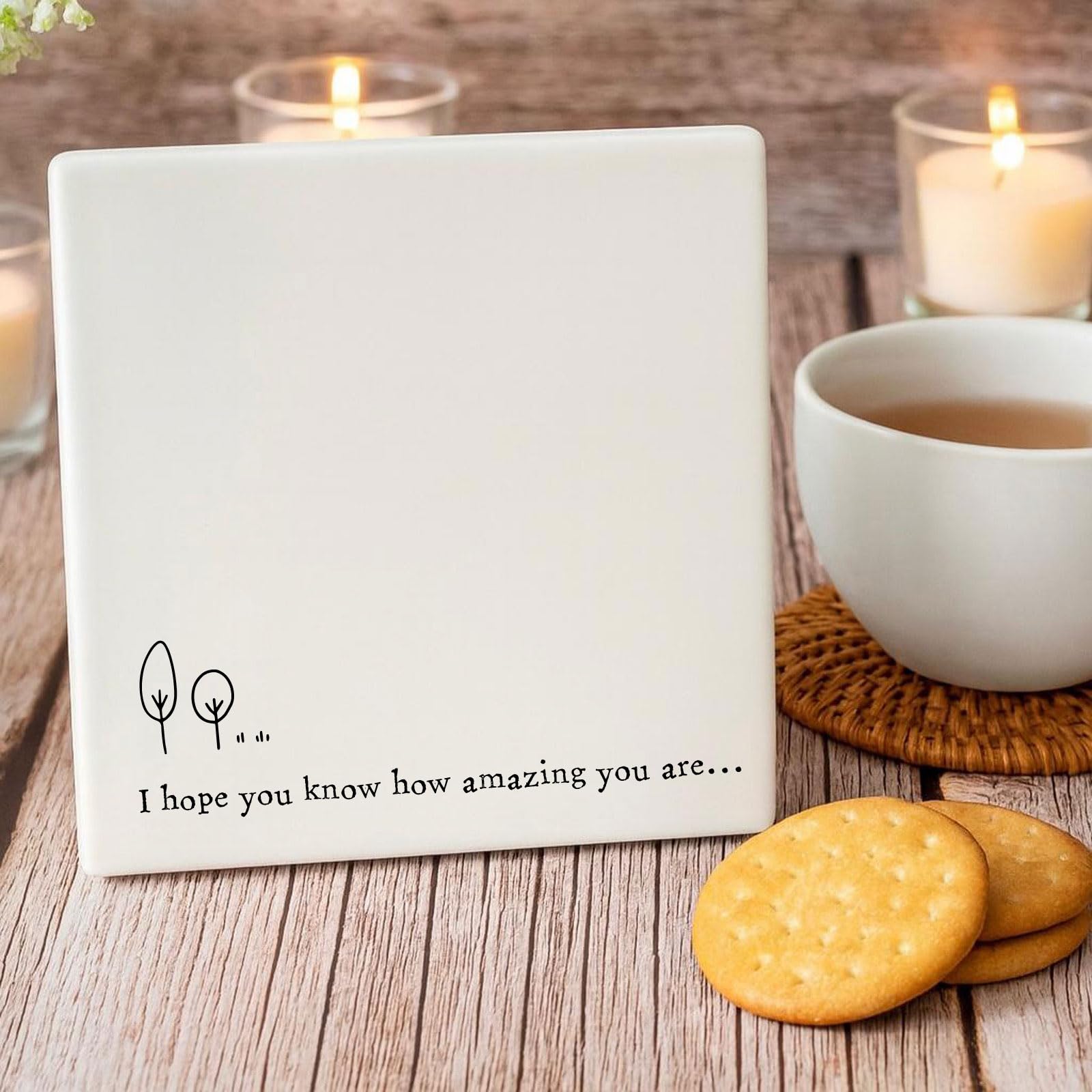 Porcelain Coaster 'How Amazing You Are', Friendship Keepsake Gift, Gift For Friends Family, Square White Kitchen Coaster