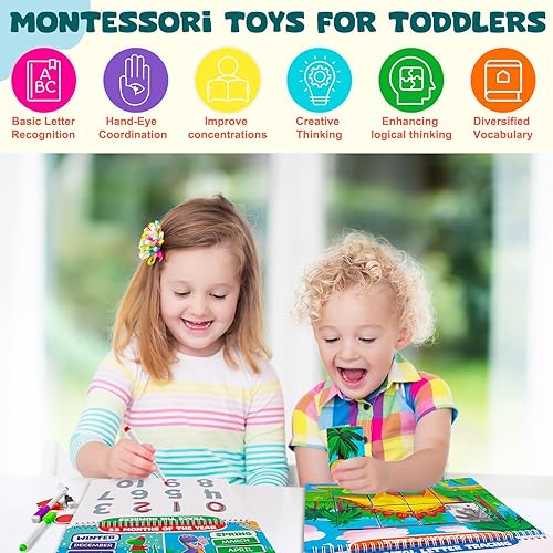 Miniatura 6 de Foayex Libros de dinosaurios para niños de 4, 5, 6, 7, 8 años, libro de trabajo de aprendizaje ABC de jardín de infantes con rastreo, actividades de