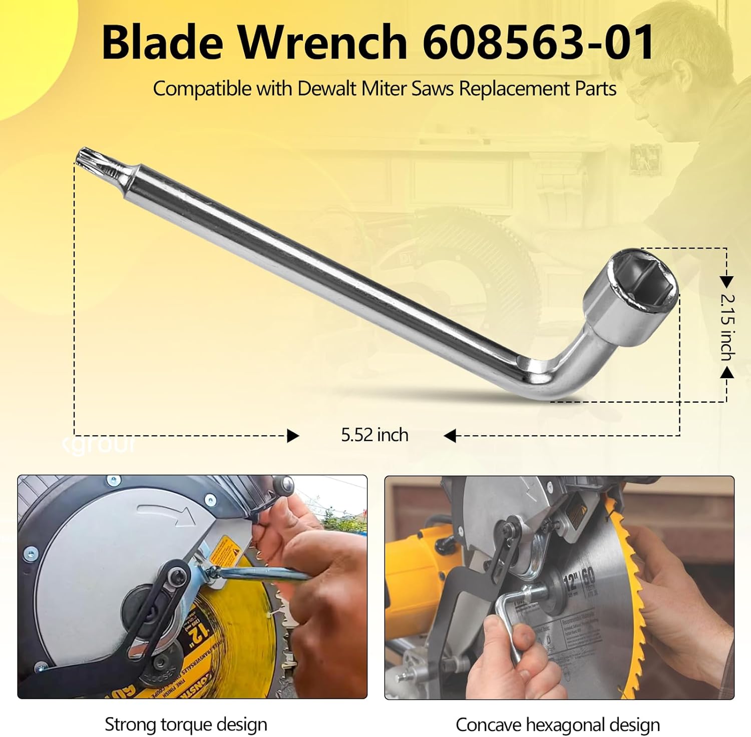 608563-01 Blade Wrench Replacement for Dewalt Miter Saws DWS780 DW706 DW708 DW712 DW713 DW715 DW716 DW717 DW718 Parts for Dewalt Miter Saw Tool