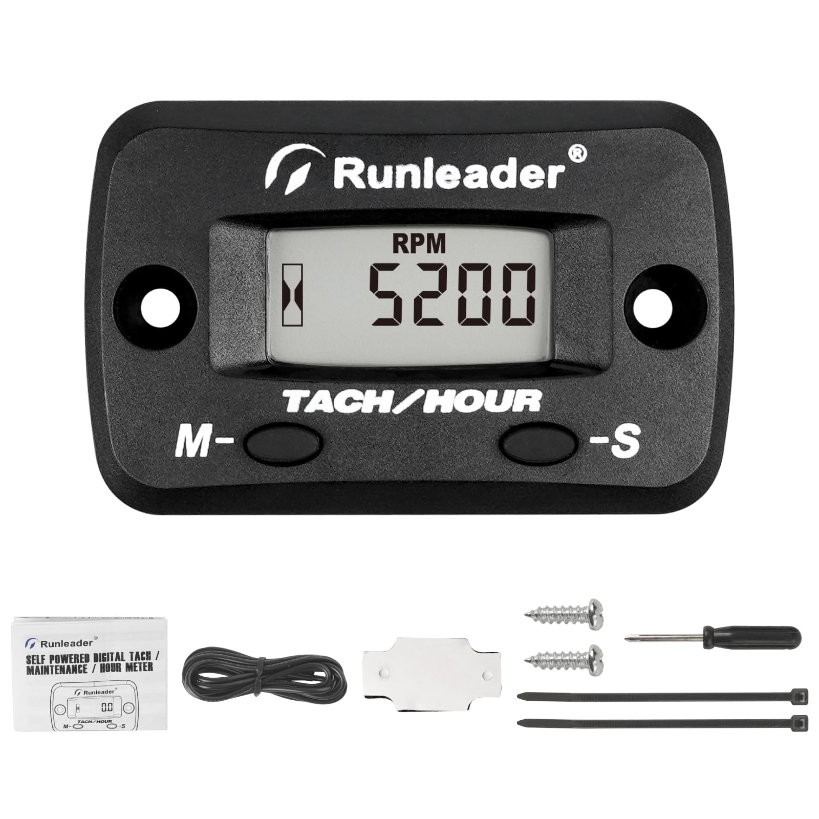 Tach/Compteur d'Heures Numérique Avec Rappel Maintenance – Étanche, Batterie Remplaçable, Programmable Pour Moto Cross Moteurs Essence Tondeuse Tronçonneuse Générateur Moto Compresseur d'Air