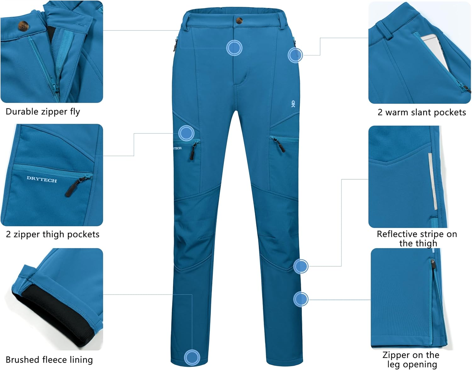 Little Donkey Andy Women's Ski Softshell Pants, Winter Windproof Snow Pants