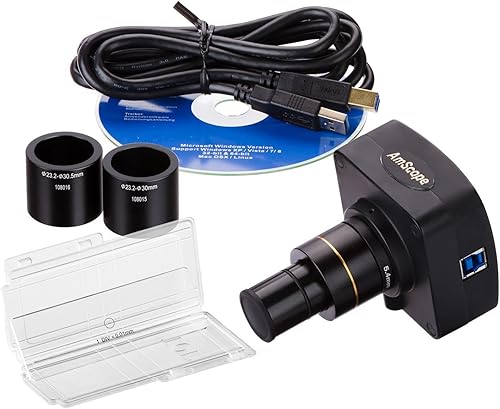 AmScope Cámara digital de microscopio de video en vivo en tiempo real USB3.0 de 5MP + kit de calibración