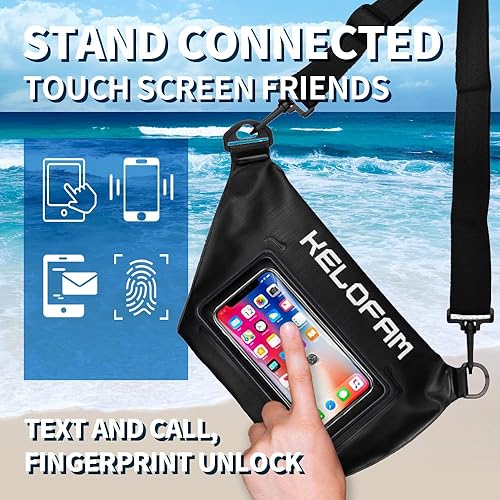 Miniatura 5 de Bolsa impermeable para natación, IPX8, bolsa seca impermeable para teléfono celular con correa para la cintura, mantiene tus objetos de valor secos,