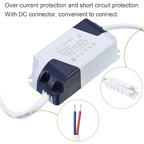 Miniatura 5 de PATIKIL 3-5W 300mA LED Driver, AC 85-265V Salida 12-20V DC Conector macho Constante corriente rectificadora transformador Fuente de alimentación