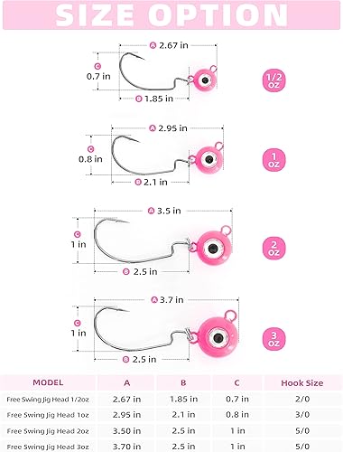 Miniatura 10 de BLUEWING Cabeza de plantilla de columpio libre, 1 unidad, señuelos de pesca de agua dulce, plantilla de cabeza de plomo para pesca de perca Crappie