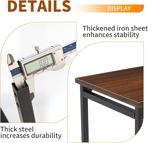 Miniatura 5 de Mesa auxiliar en forma de C, mesa C para sofá, mesa de sofá pequeña con marco de metal para sala de estar, dormitorio, madera marrón