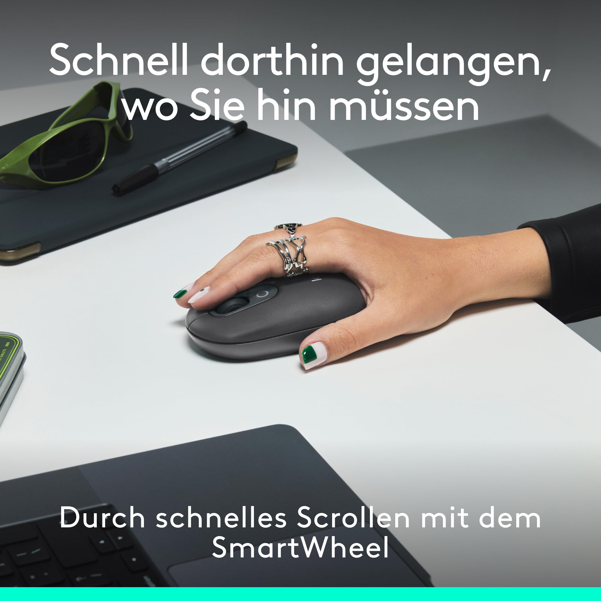 Logitech POP ICON Keys kabellose Bluetooth-Tastatur, Komfortables Tippen, POP Mouse, kompakte, Mobile kabellose Bluetooth-Maus programmierbaren Tasten und leisen Klicks, DEU QWERTZ - Grafit