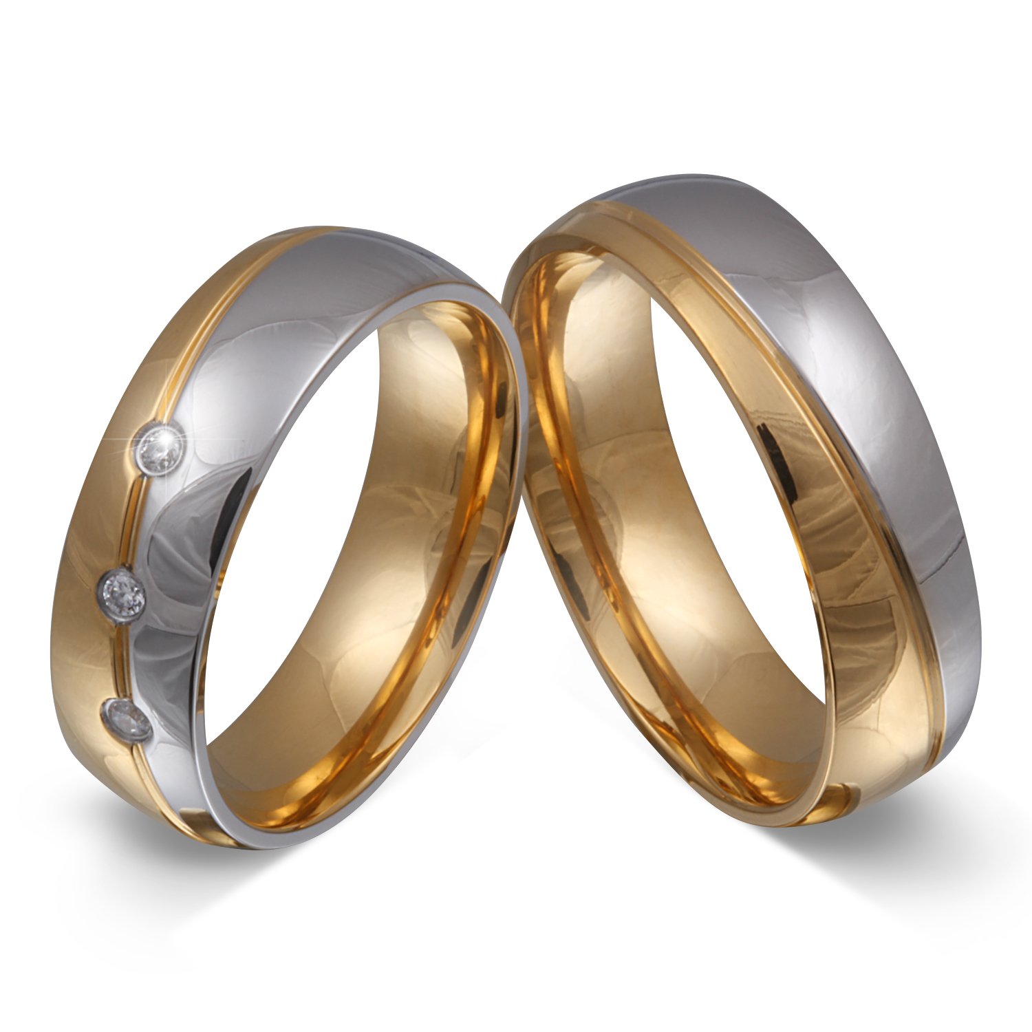 Juwelier Schönschmied Trauringe Hochzeitsringe Partnerringe Freundschaftsringe - inkl. WUNSCHGRAVUR - Edelstahl Zirkonia 168HDla - mit AMAZON KONFIGURATOR direkt online gestalten !