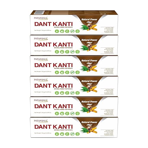 Patanjali Dant Kanti Pasta de dientes natural, pasta de dientes ayurvédica sin flúor a base de hierbas, sabor a hierbas frescas, paquete nuevo (5.29