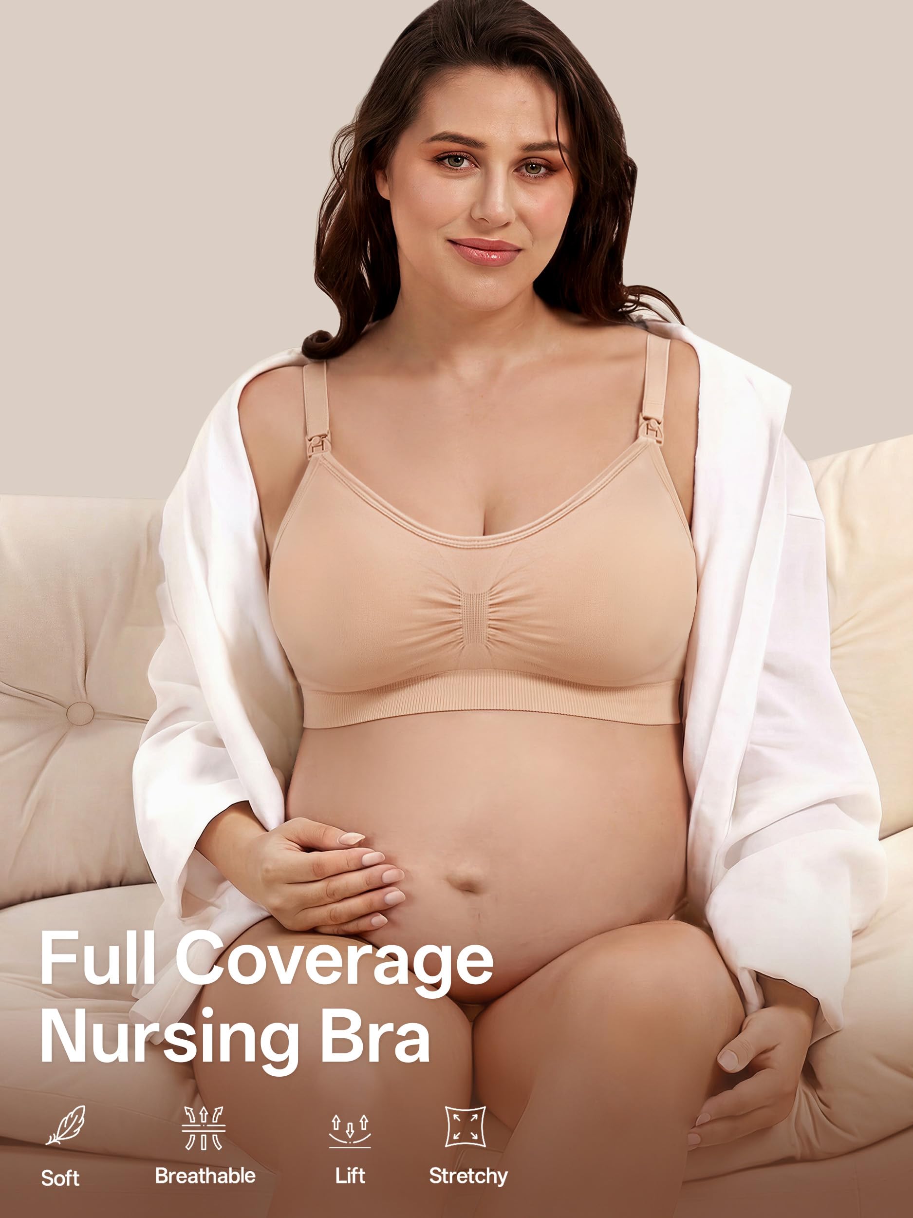 Angelhood Soutien-gorge d'allaitement ultra confortable sans couture pour maternité avec extension de soutien-gorge
