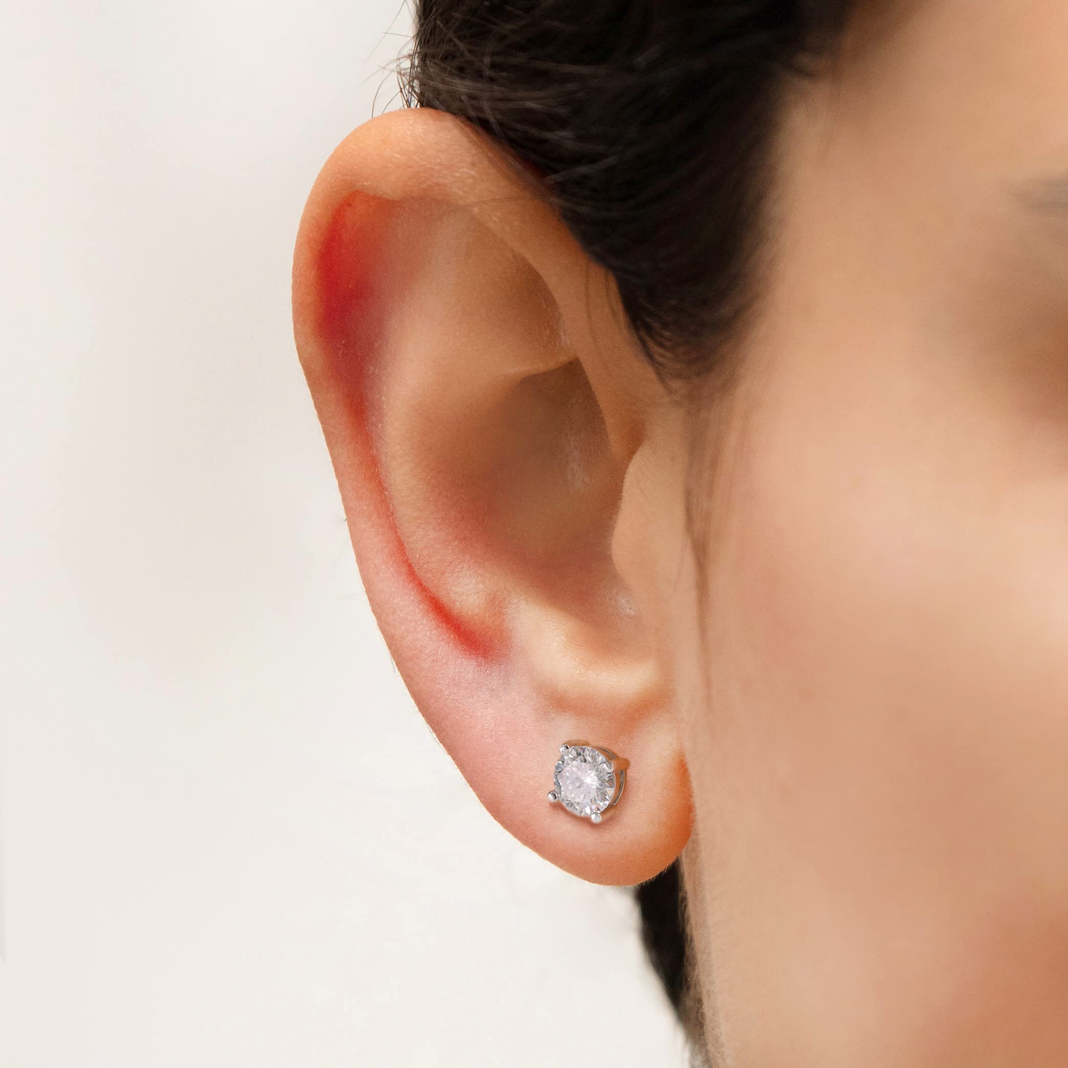 MomentWish Orecchini Moissanite, 1-4 Carati Orecchini Brillante Uomo Argento 925/Oro 18K Simulato Diamante Uomo Donna Orecchini Punto Luce Anallergici Regalo Festa Della Mamma 5/6.5/8mm
