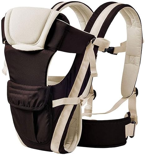 Moms Pride Adjustable Hands-Free 4-In-1/baby Carry Bags/Baby sefty Belt/Kid Carry Bag/Baby Sling/Back Baby Carrier/Front Carrier for babykids Carrier Belt/Buckle Straps (Black-Cream-4in1)
