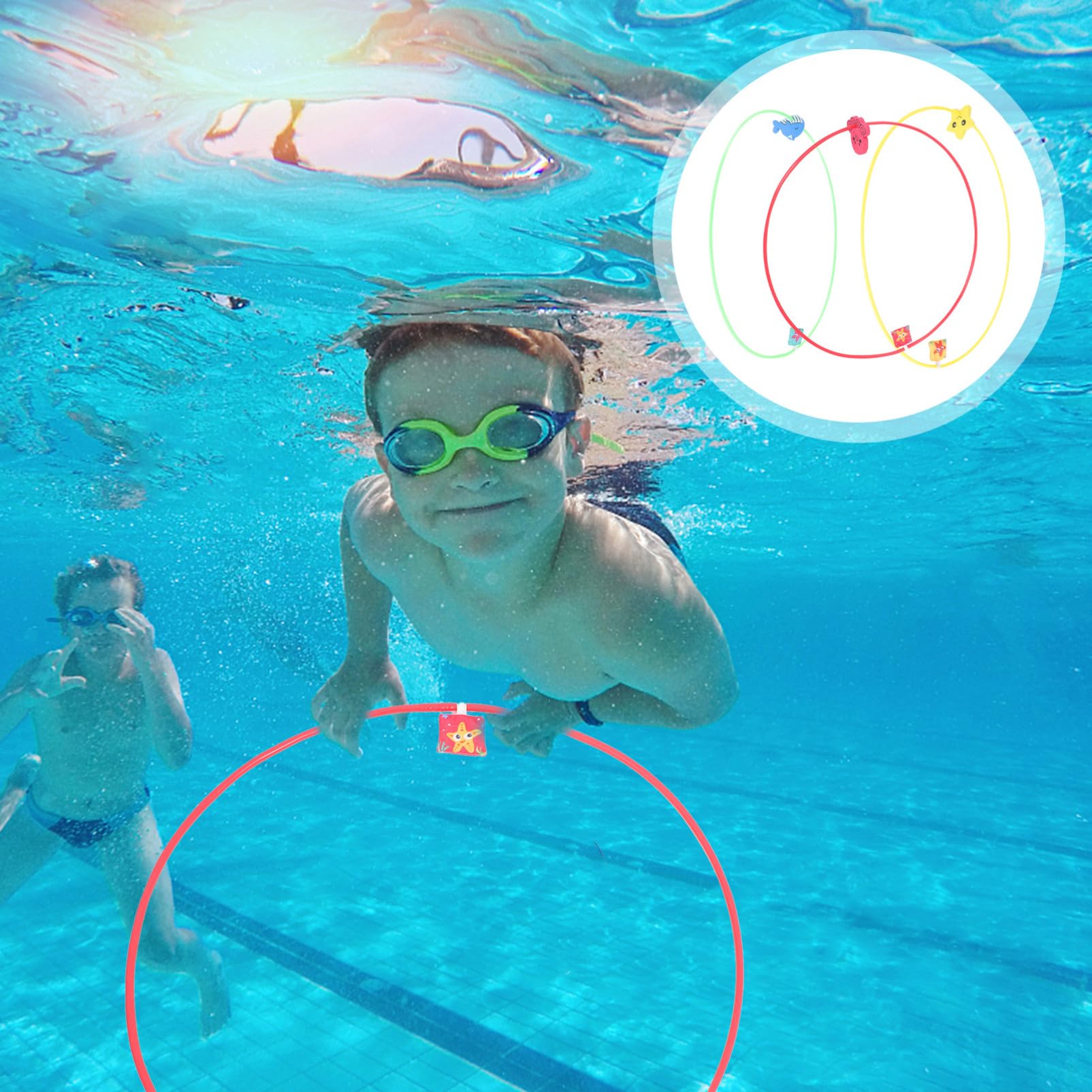 Didiseaon Anneaux de Plongée en ABS et Nylon et Piscine pour Lot de 3 Jeux D'exploration Jouets de Plongée Stimulation Tactile pour Garçon et Filles Activités Familiales