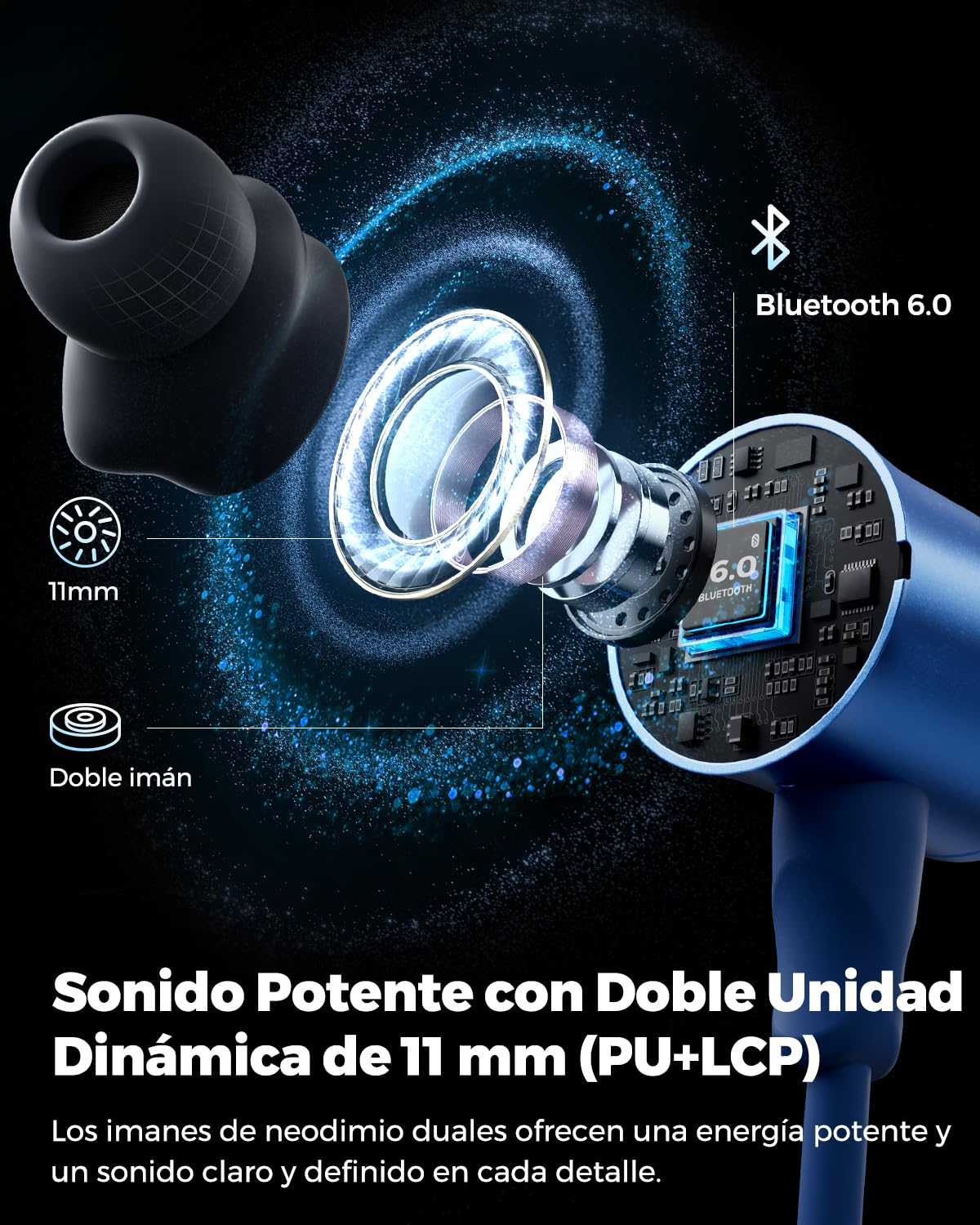 SoundPEATS Q40HD Auriculares Inalámbricos Deportivos con LDAC Hi-Res, 20H de Batería, IP67 Impermeables, Cancelación de Ruido AI, Sonido Envolvente 360°, Bluetooth Neckband con Mic y Control de Cable